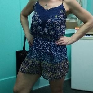 EXHILARATION blue floral romper!